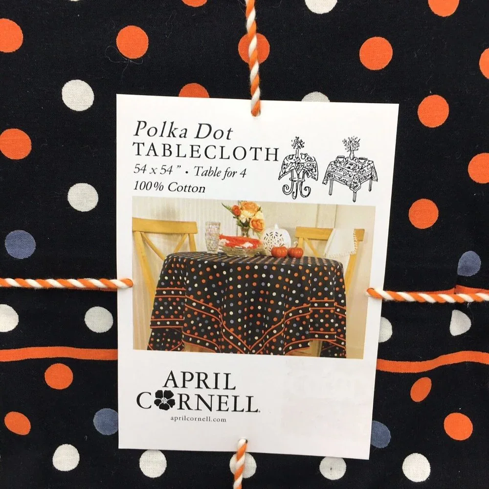 April Cornell Polka Dot Orange Gray Black Tablecloth 54